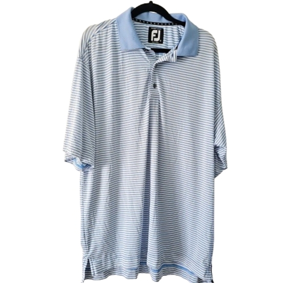 FootJoy Men's Blue Striped Polo Shirt - Picture 2 of 6